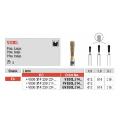 GV830L-FG Fresa diamantada en forma de pera larga