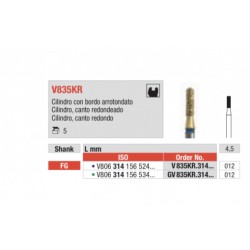 V835KR-FG Fresa diamantada en forma de cilindro canto redondeado