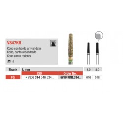 V847KR-FG Fresa diamantada en  forma cono canto redondeado