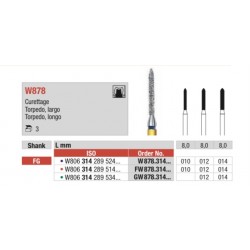 W878K-FG Fresa diamantada WHITE TIGER en forma de Torpedo cónico