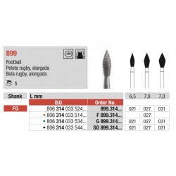 SG-899-FG Fresa diamantada  grano super grueso  con forma de balón de rugby alargado.