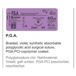 Sutura PGA 3/0 con aguja triangular 16mm, 45cm caja de 24 unidades