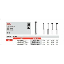 801L-FG Fresa diamantada grano medio forma de Bola con cuello largo.