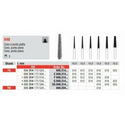 C848-FG Fresa diamantada grano super fino con forma de cono y punta plana