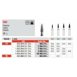 C860-010-FG Fresa diamantada grano super fino en forma de llama
