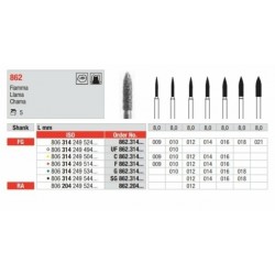 C862-FG Fresa diamantada grano super fino en forma de llama.