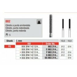 C882-012-FG Fresa diamantada grano super fino  en forma de cilindro y con punta redondeada