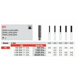 F837-FG Fresa diamantada grano fino cilÃ­ndrica punta plana
