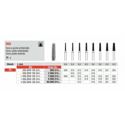 F856-FG Fresa diamantada grano  fino en forma de cono con punta redondeada