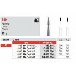 F889-FG Fresa diamantada grano  fino  en forma de llama