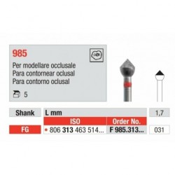 F 985-FG Fresa diamantada grano fino  para contornear caras oclusares.