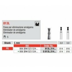 G837L-FG Fresa diamantada grano medio eliminador amalgama larga