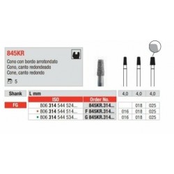 G845KR-FG Fresa diamantada grano grueso en forma de cono con canto redondo.