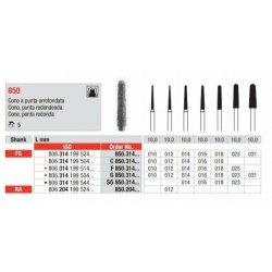 G850-FG Fresa diamantada grano grueso en forma de cono con punta redonda
