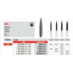 G864-FG Fresa diamantada grano grueso en forma de llama.