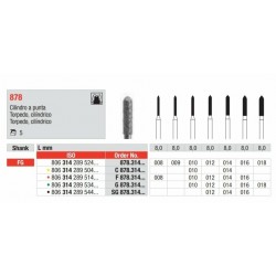 G878-FG Fresa diamantada grano  grueso  en forma de cilindro con punta acabada como un torpedo