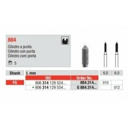 G884-FG Fresa diamantada grano grueso en forma de cilindro con punta.
