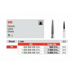 G888-FG Fresa diamantada grano grueso  con forma de llama