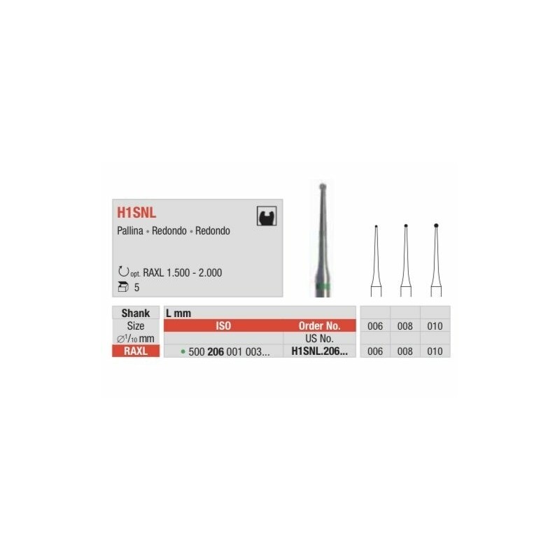 H1SNL-RAXL  Fresa especial redonda para endodoncia