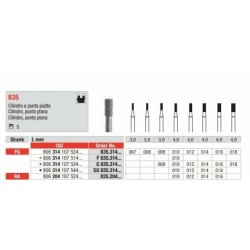 SG835-FG Fresa diamantada grano súper grueso. Cilíndrica con punta plana