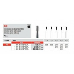 SG838-FG Fresa diamantada grano super grueso cilindrica canto redondo para cavidades