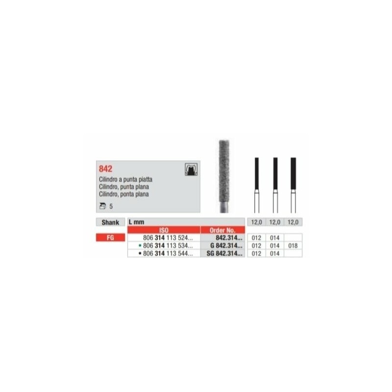 SG842-FG Fresa diamantada grano super grueso cilindro corte plano.