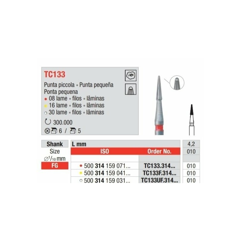 TC133UF-010-FG Fresa carburo de tungsteno 30 laminas multilamina  con punta  pequeña inactiva para acabado.