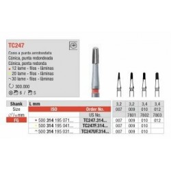 TC247F-FG  Fresa cono punta redondeada  20 laminas para acabado de composites