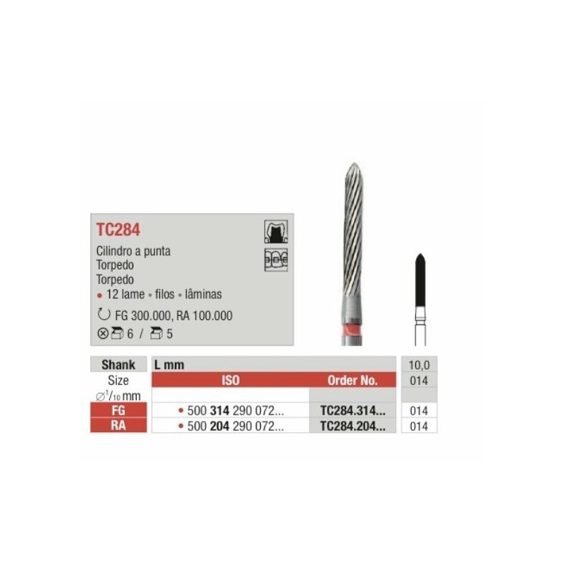 TC284-014-FG Fresa con forma de  cilindro a punta en multilamina para acabado