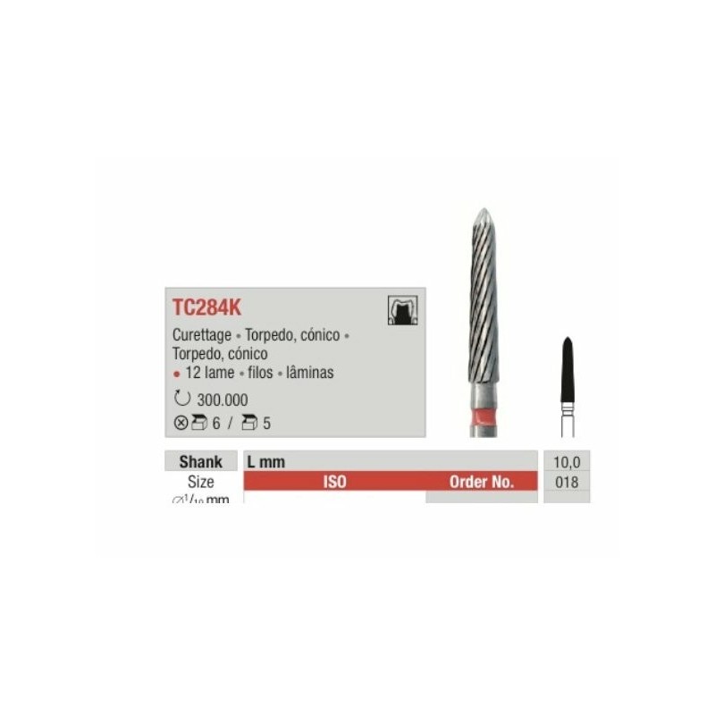 TC284K-018-FG Fresa torpedo conico multilamina para acabado de composites