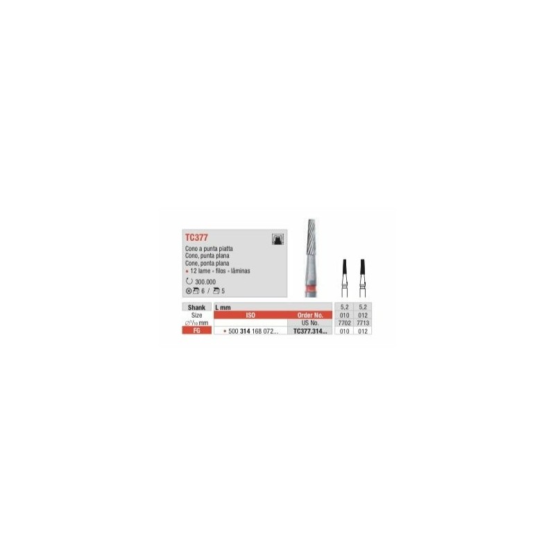 TC377-FG Fresa cono punta plana corta multilamina para acabado de composites