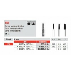 copy of G855-FG Fresa diamantada grano grueso en forma de cono con punta redondeada