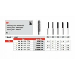 copy of G881-FG Fresa diamantada grano grueso   forma de cilindro con punta redondeada