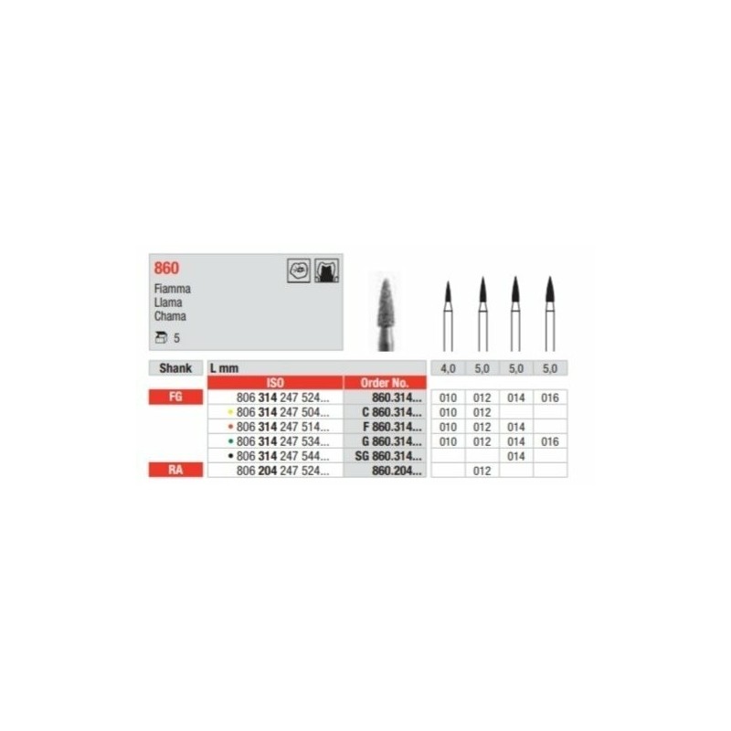 copy of C860-FG Fresa diamantada grano super fino en forma de llama