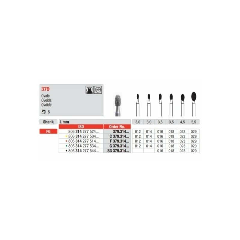 copy of C379-FG Fresa diamantada grano super fino con forma ovalada