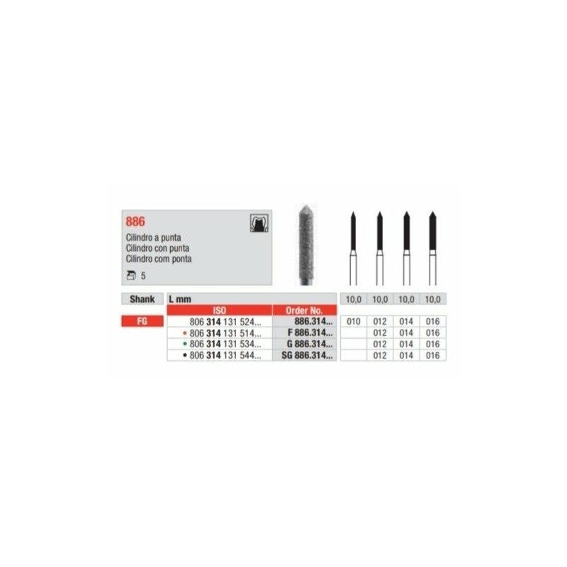 copy of 886-FG Fresa diamanda grano medio con forma de cilindro con punta