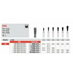 830L-025-FG Fresa diamantada grano medio forma pera larga