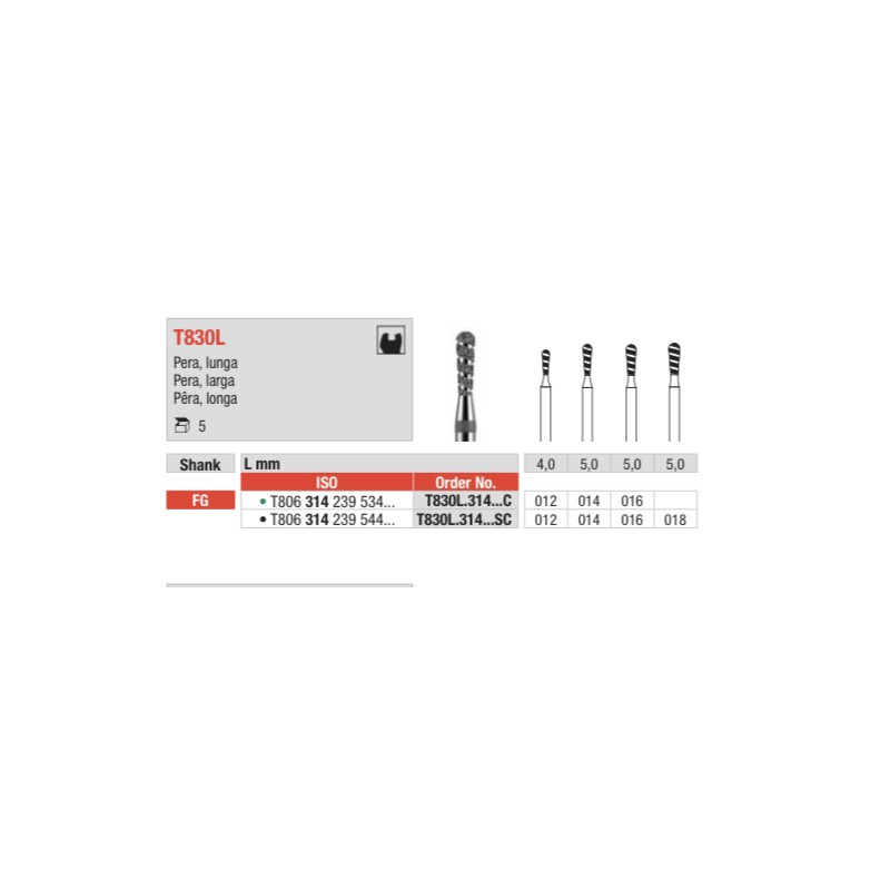 TSC830L-FG Fresa diamante turbo en forma de pera larga