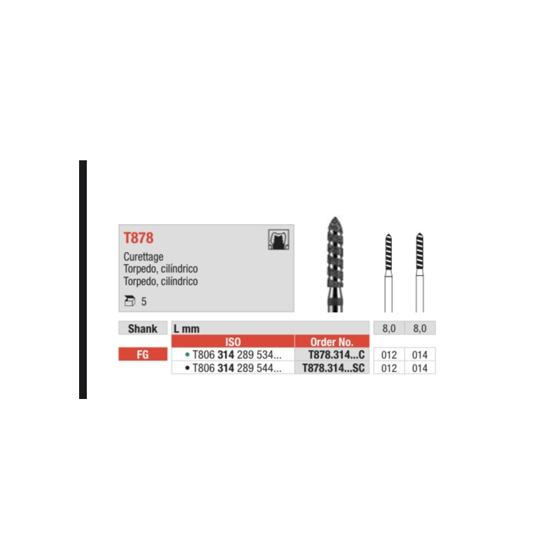 TC878-FG Fresa diamante turbo torpedo cilindrico